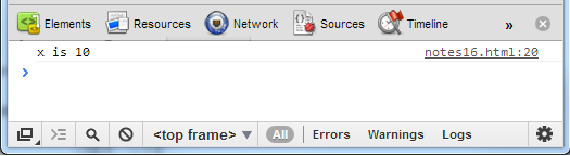 Console output in the JavaScript Console