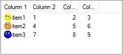 List view with icons