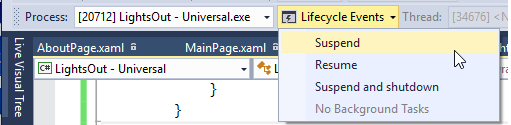 VS2015 debugger lifecycle events