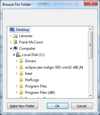 Folder browser dialog box